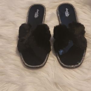 Black bling slides